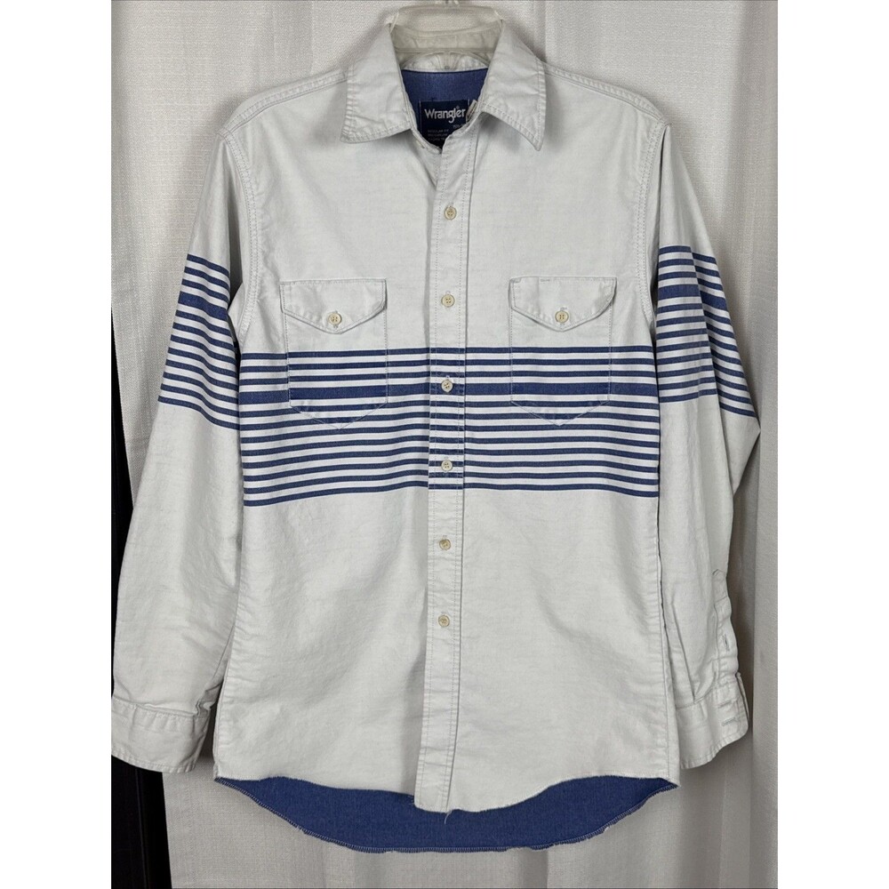 Vintage Wrangler Brushpopper Western Shirt Mens 15.5-35 X Long Tails Striped